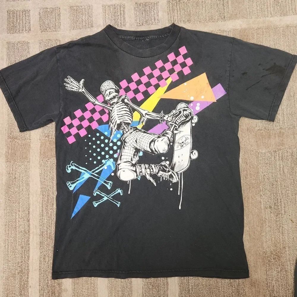 Vintage Shred Skelton Bones Skateboard  Shirt M